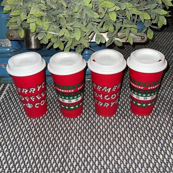 Starbucks Christmas Travel Cups with Lids